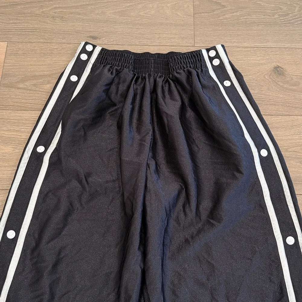 NIKE Black Vintage Tearaway Warm Up Snap Button Wide Leg Track Pants Size XL
